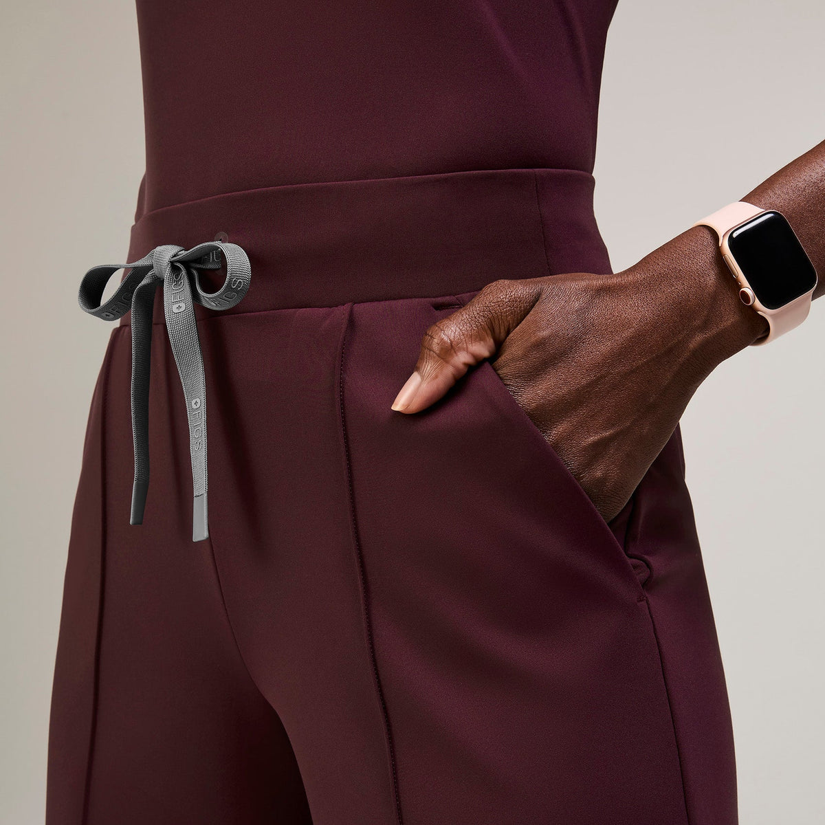 Salina High-Rise Wide-Leg Scrub Pant - Burgundy