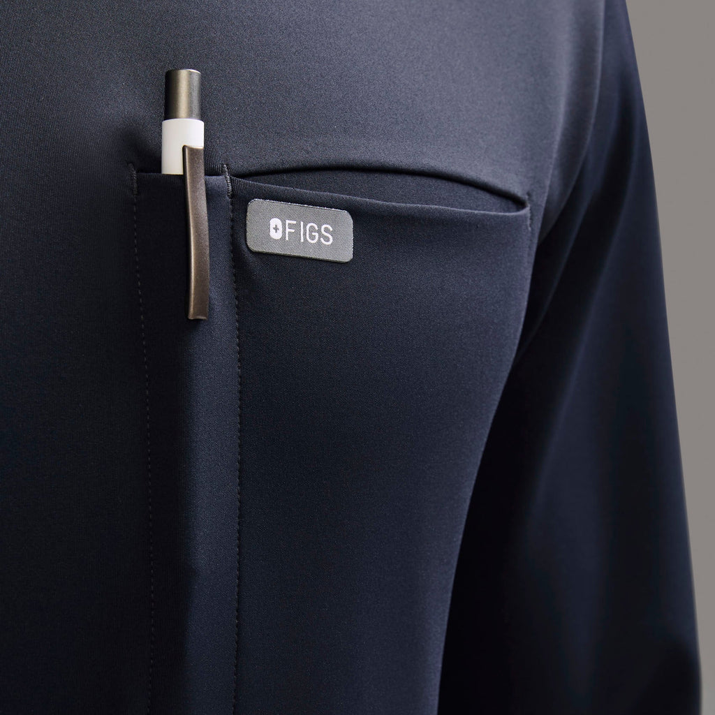 Destin Relaxed Long-Sleeve Scrub Top - Navy
