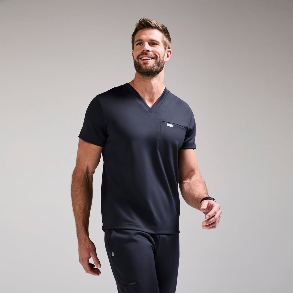 Logan V-Neck Scrub Top - Navy