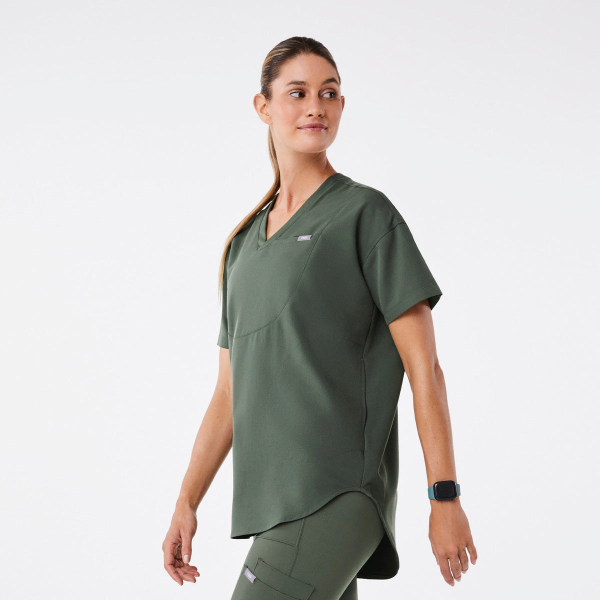 Halle V-Neck Tunic Scrub Top - Moss