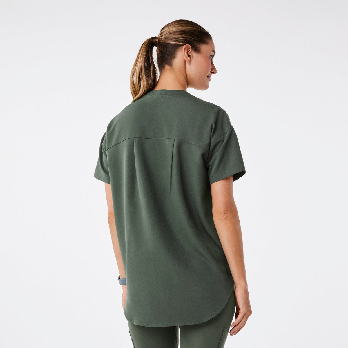 Halle V-Neck Tunic Scrub Top - Moss