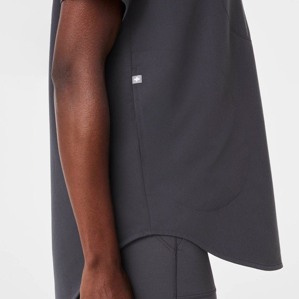 Halle V-Neck Tunic Scrub Top - Charcoal