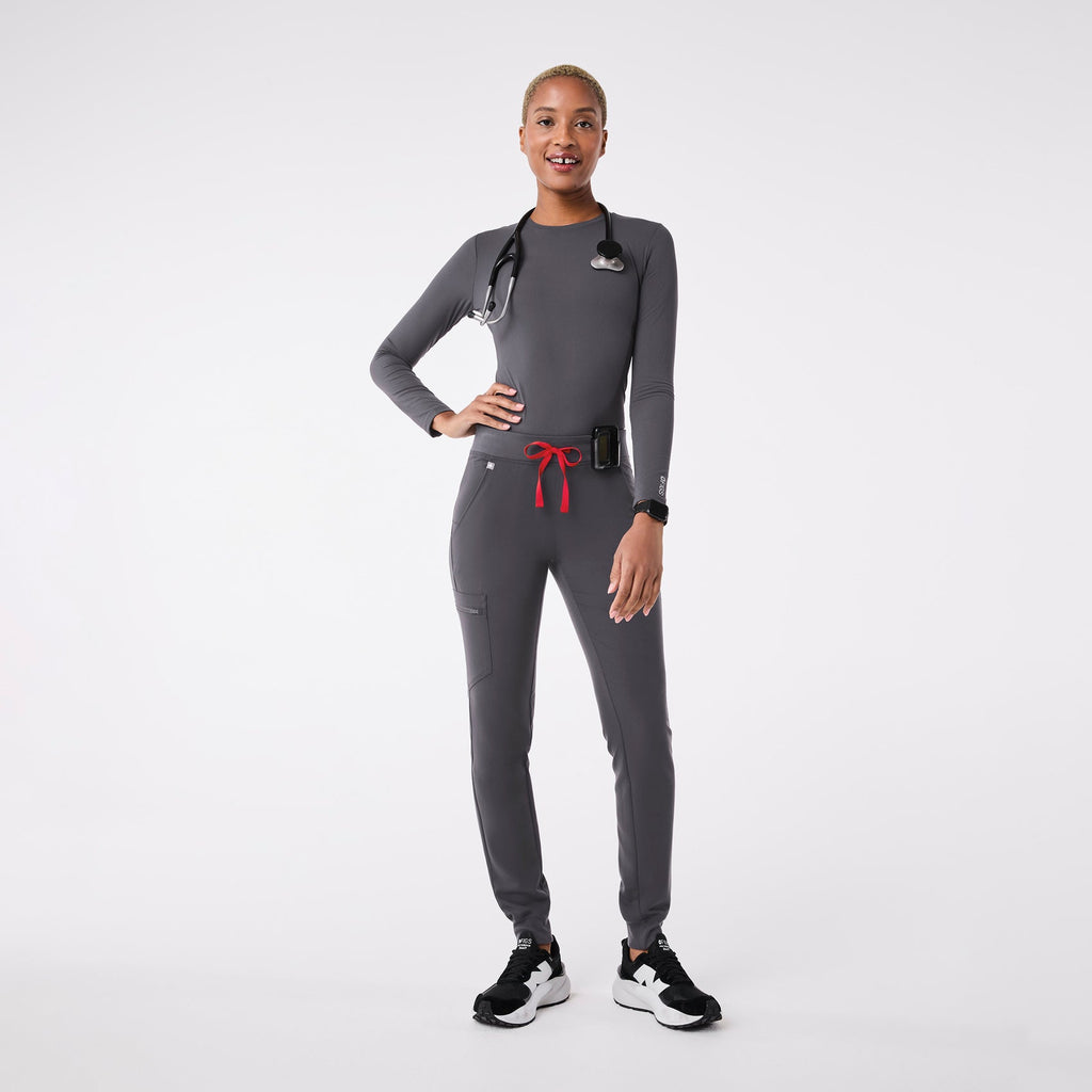 Palmer Ribbed Long-Sleeve Underscrub - Charcoal