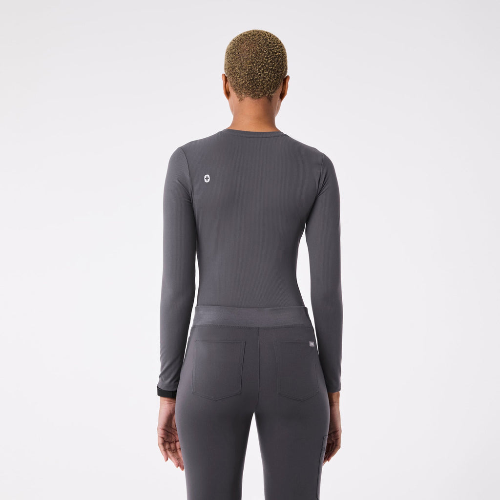 Palmer Ribbed Long-Sleeve Underscrub - Charcoal