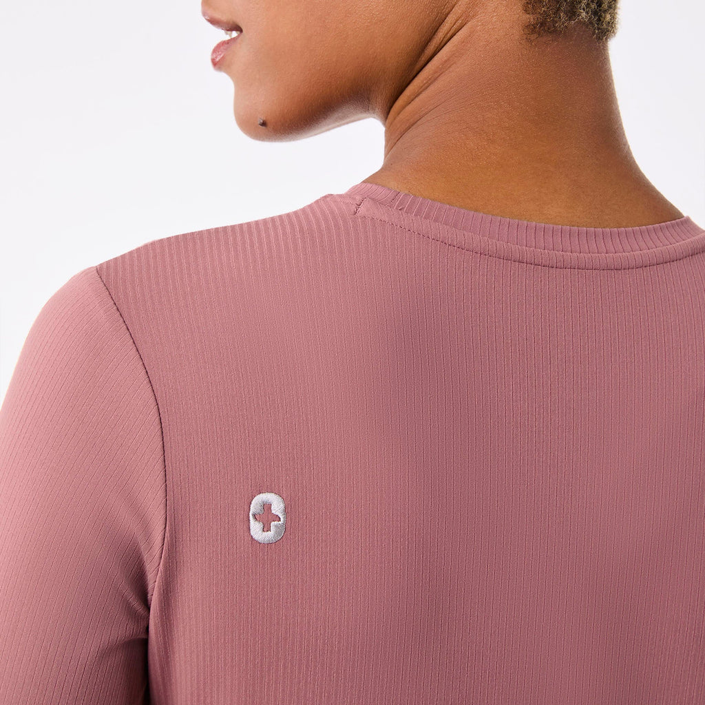 Palmer Ribbed Long-Sleeve Underscrub - Mauve