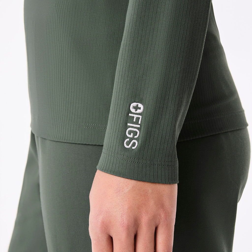Palmer Ribbed Long-Sleeve Underscrub - Moss
