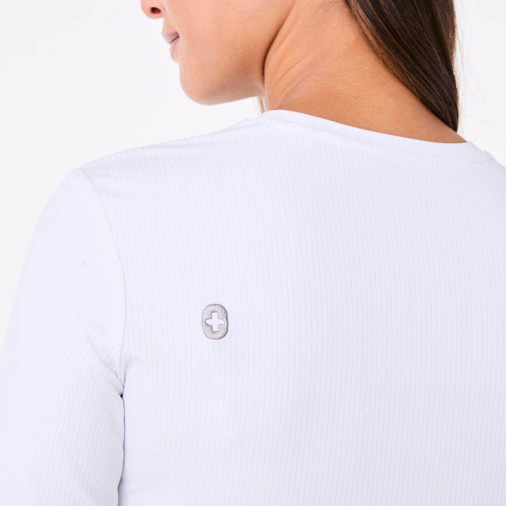 Palmer Ribbed Long-Sleeve Underscrub - White