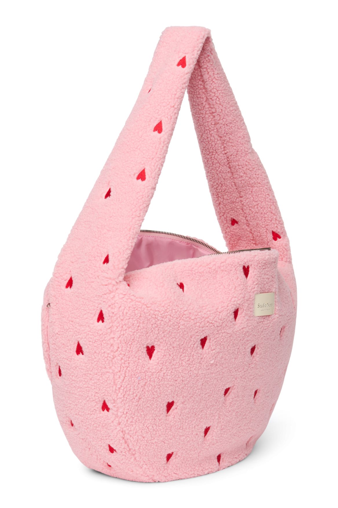Teddy Crossbody-Tasche | Hellrosa Herzen