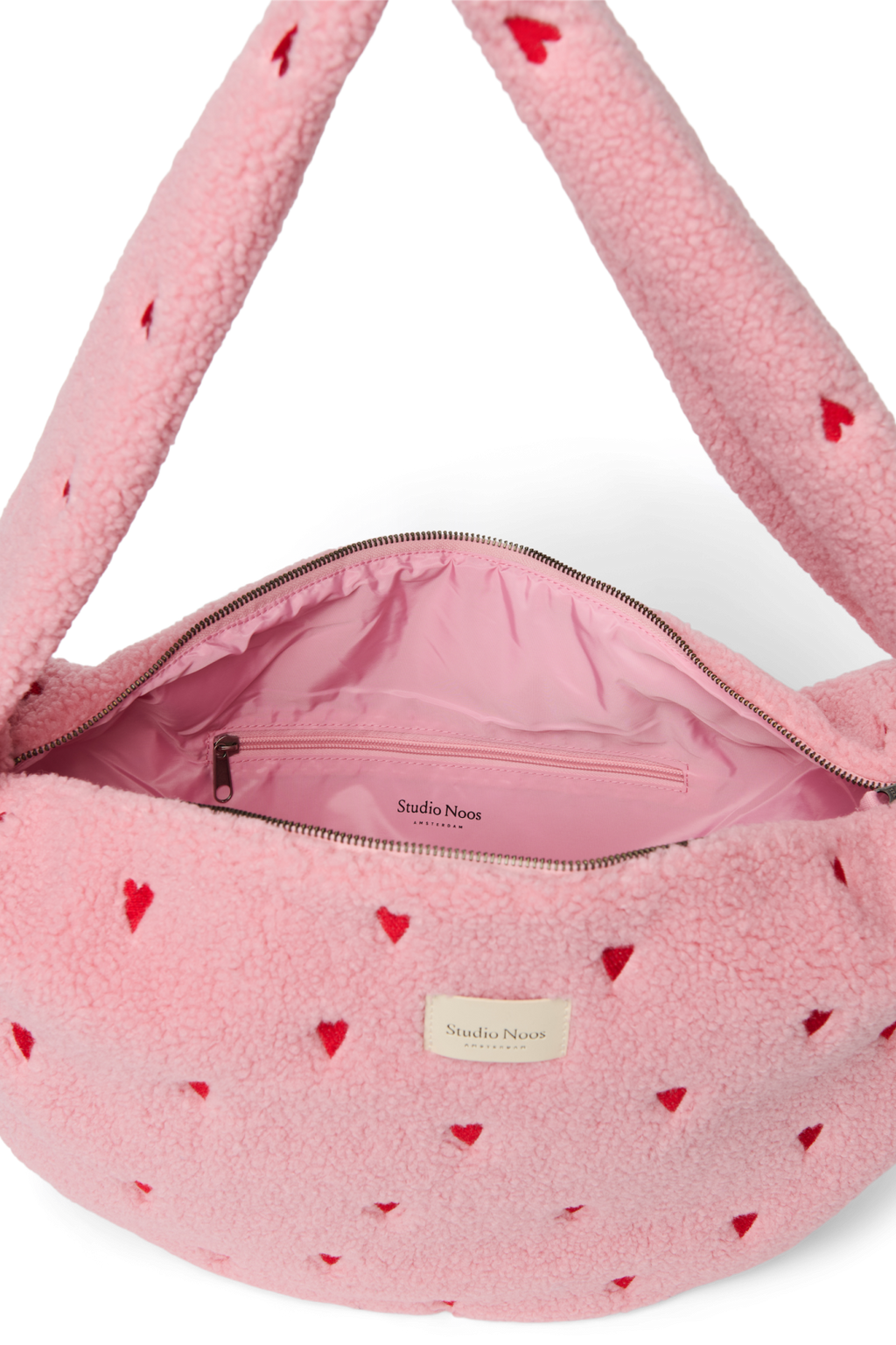 Teddy Crossbody-Tasche | Hellrosa Herzen