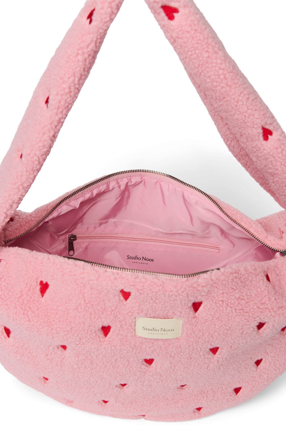 Teddy Crossbody-Tasche | Hellrosa Herzen