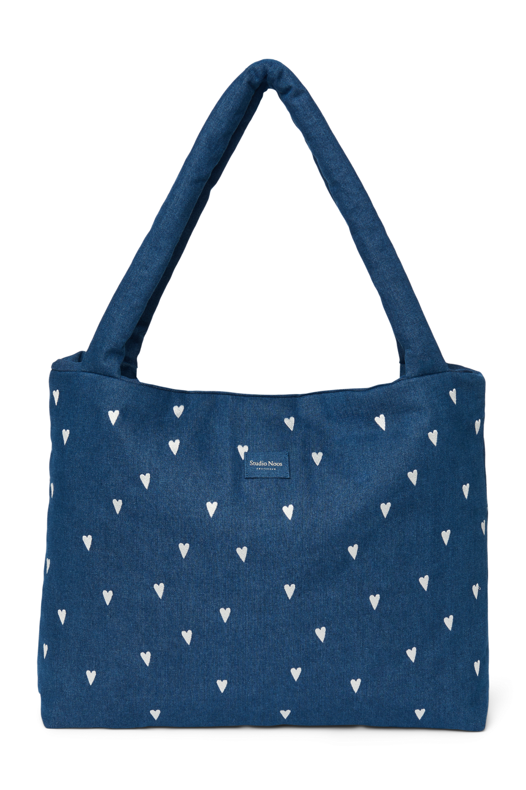 Denim Mom Bag | Dunkelblau Weiße Herzen