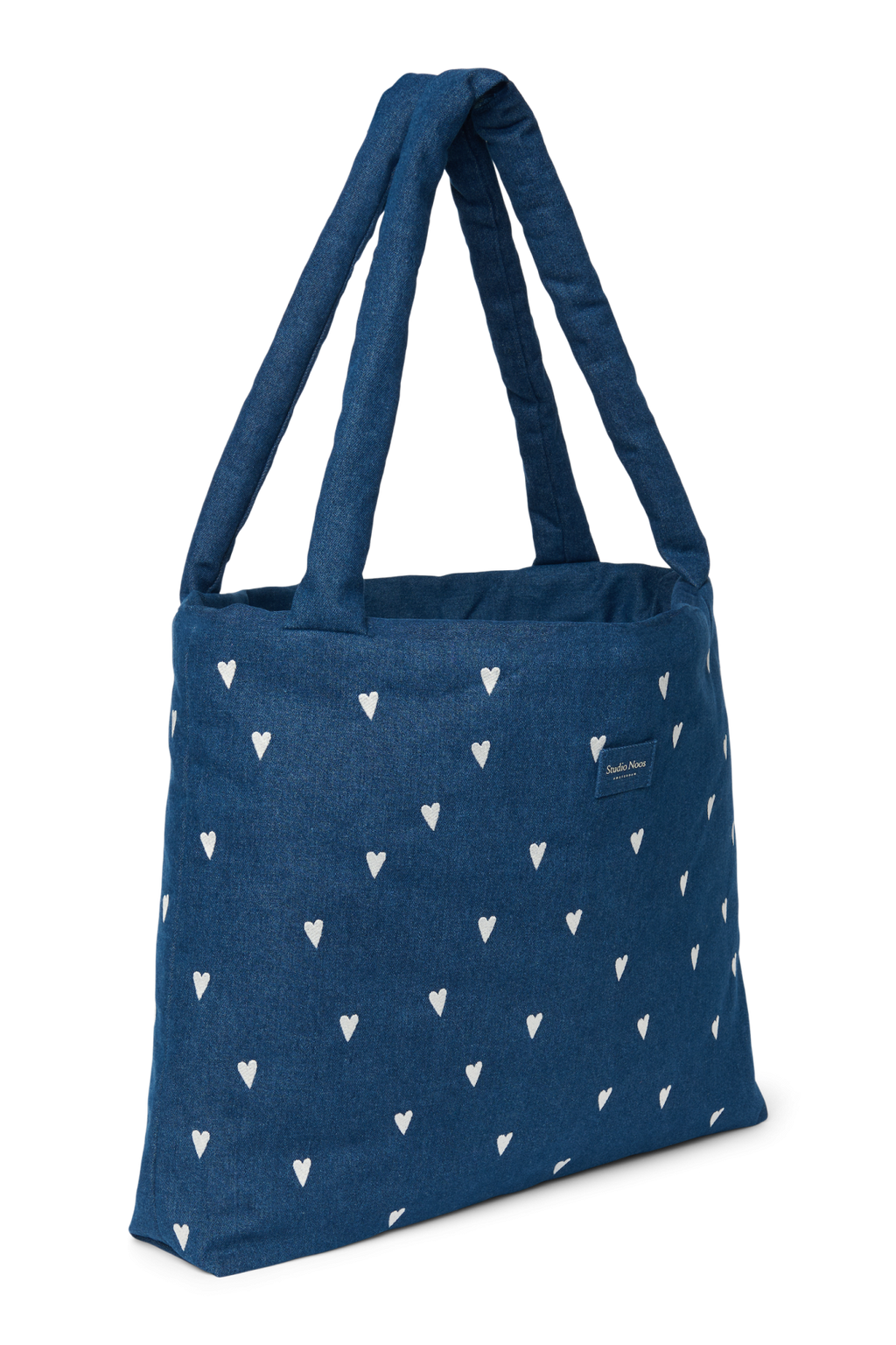 Denim Mom Bag | Dunkelblau Weiße Herzen