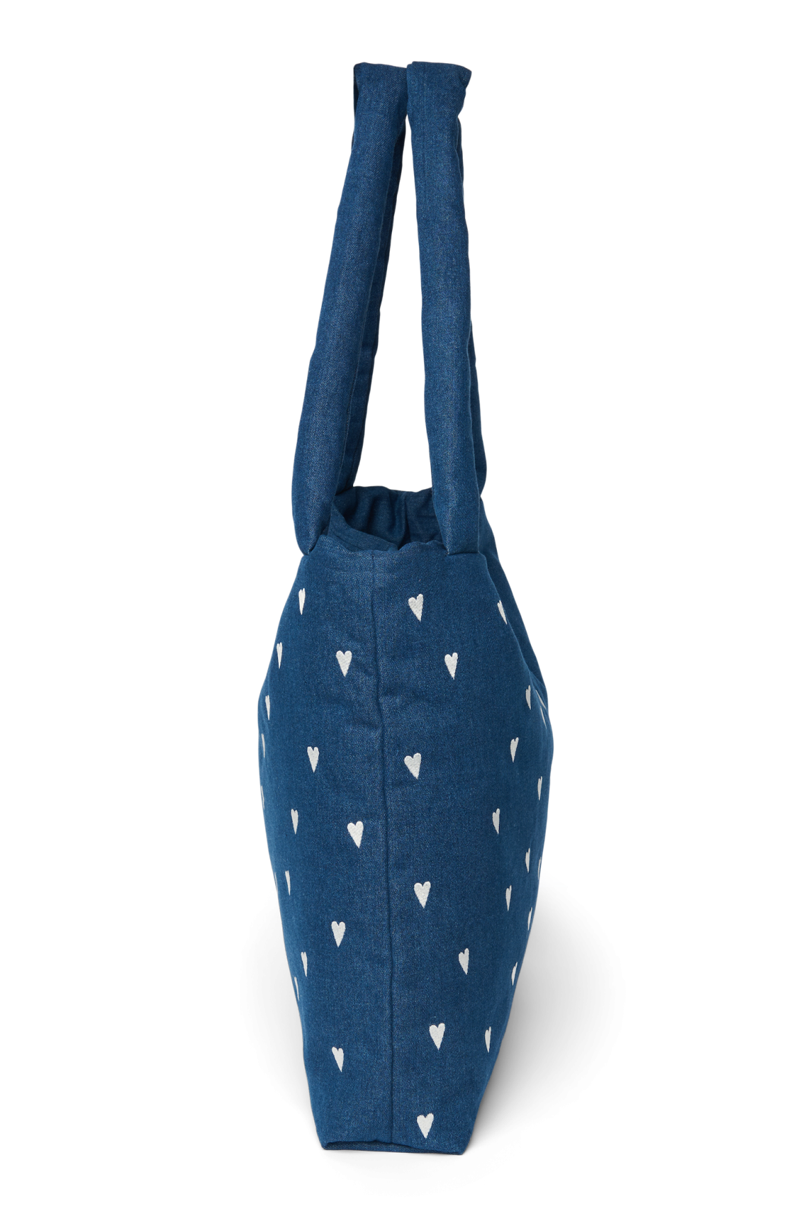 Denim Mom Bag | Dunkelblau Weiße Herzen