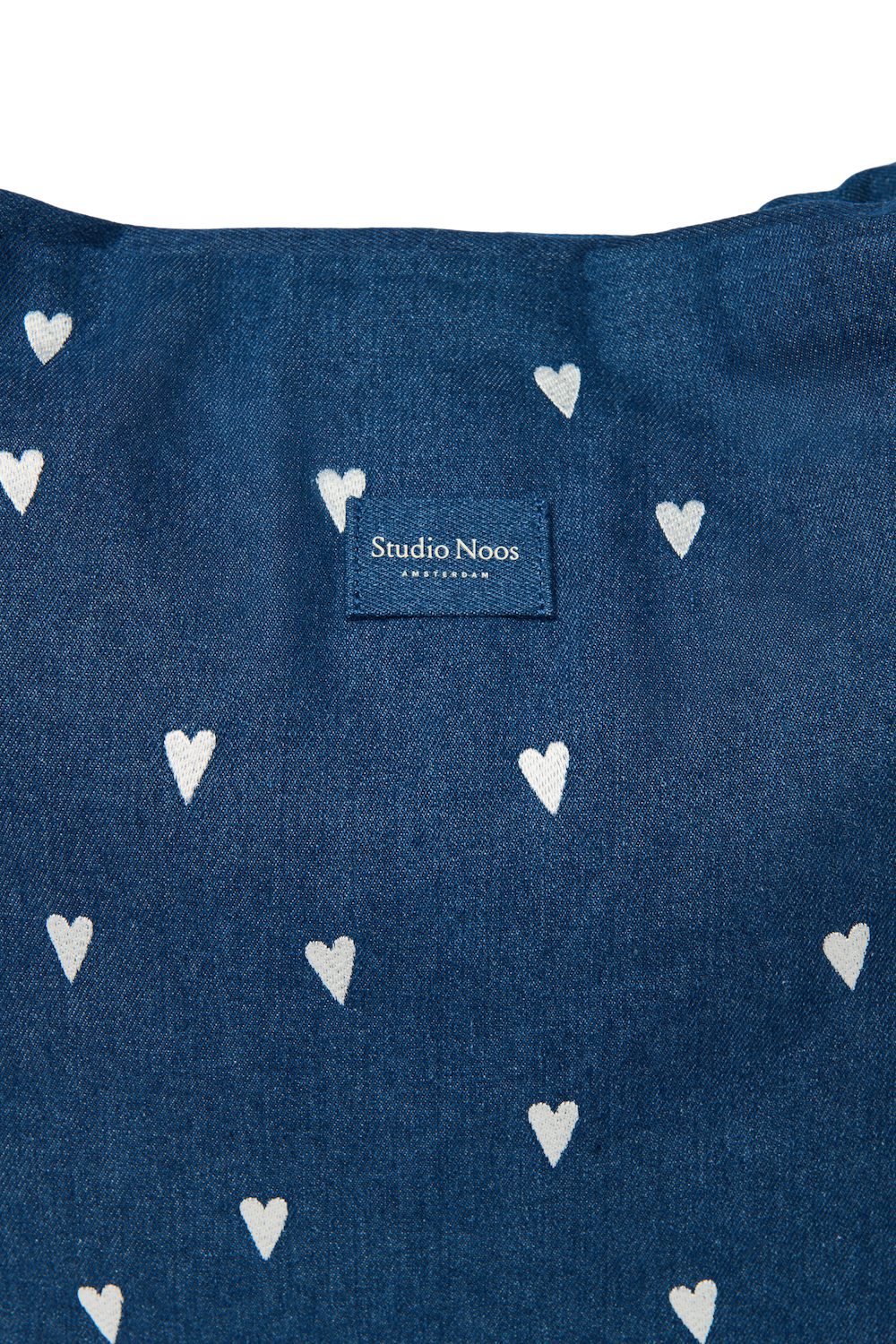 Denim Mom Bag | Dunkelblau Weiße Herzen