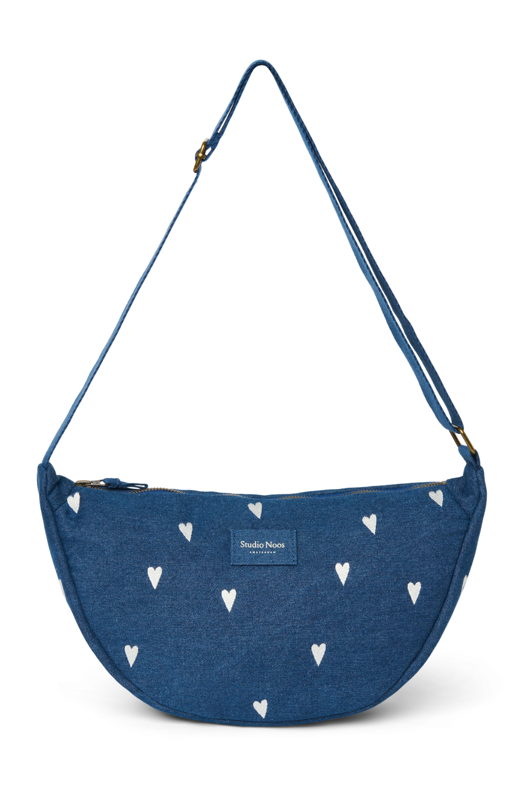 Denim Bauchtasche für Erwachsene | Dunkelblau Weiße Herzen