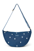 Denim Bauchtasche für Erwachsene | Dunkelblau Weiße Herzen