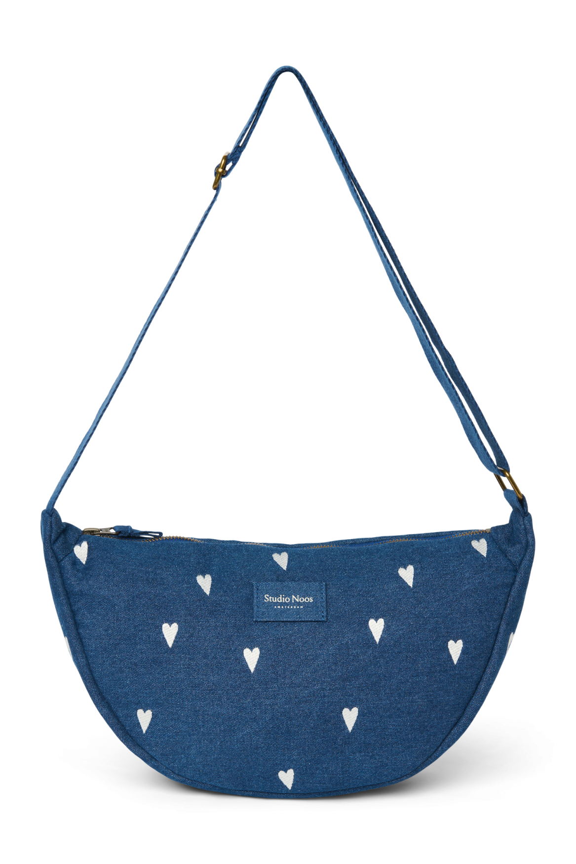 Denim Bauchtasche für Erwachsene | Dunkelblau Weiße Herzen