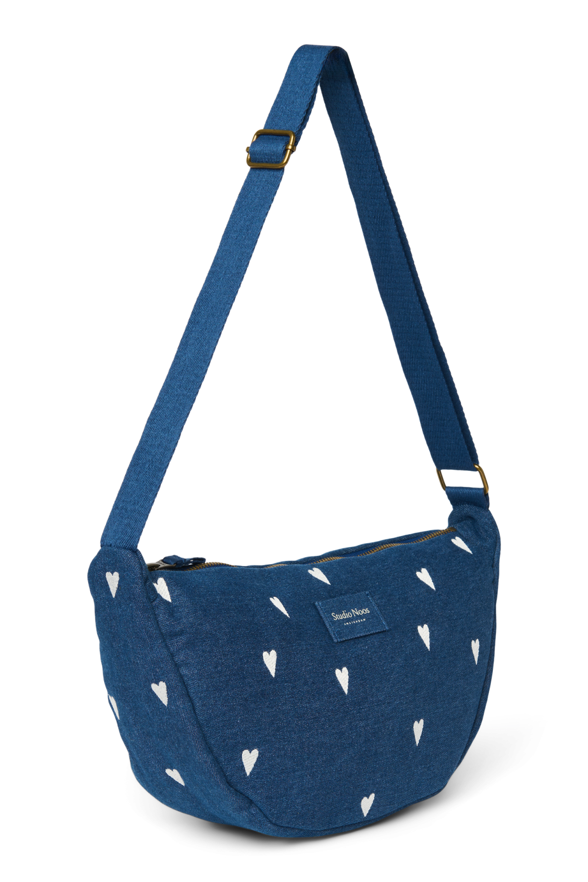 Denim Bauchtasche für Erwachsene | Dunkelblau Weiße Herzen