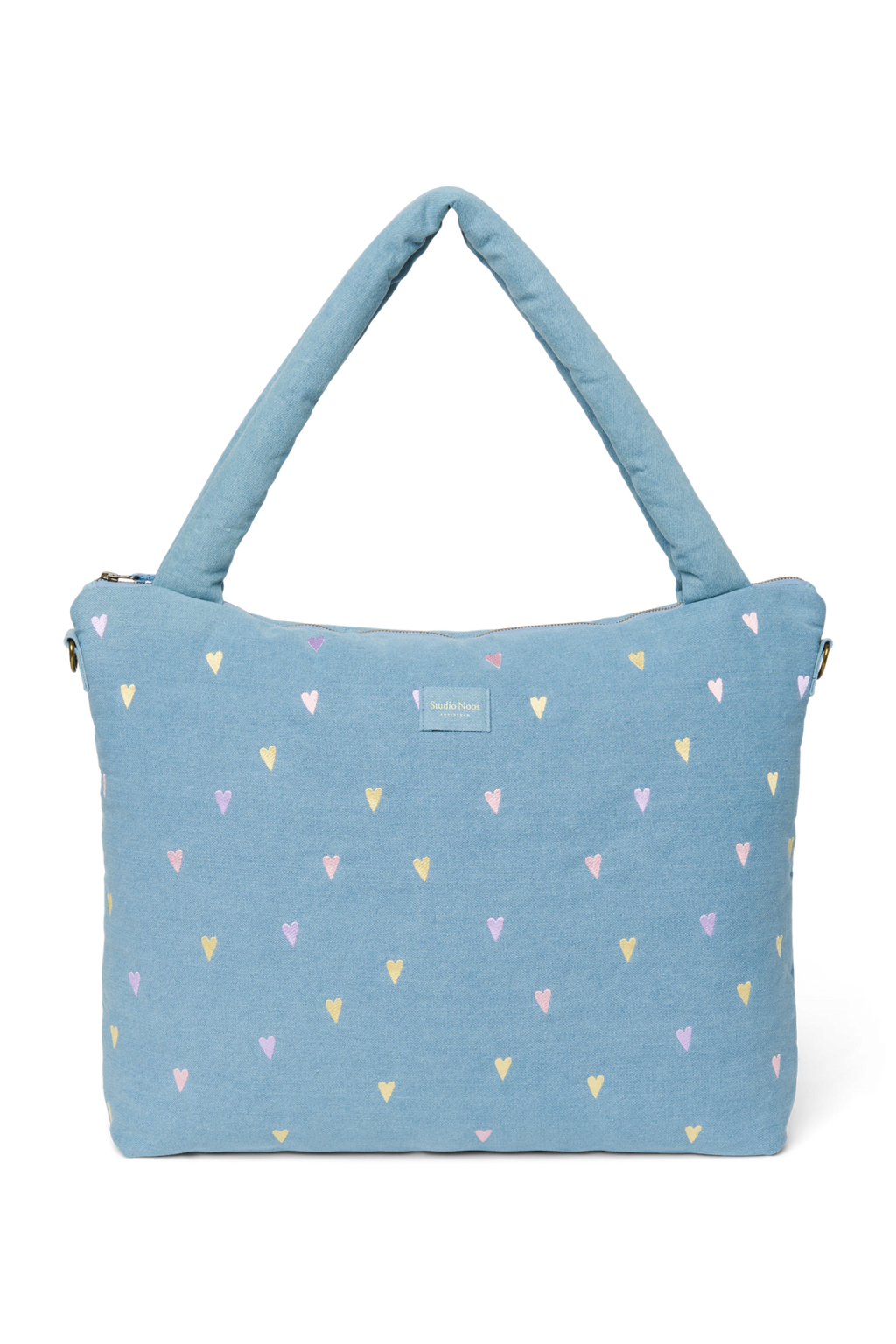 Denim-Wickeltasche | Hellblaue Herzen