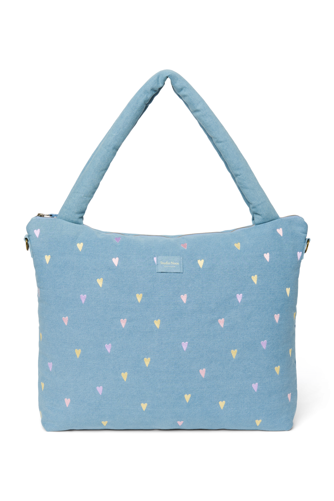 Denim-Wickeltasche | Hellblaue Herzen