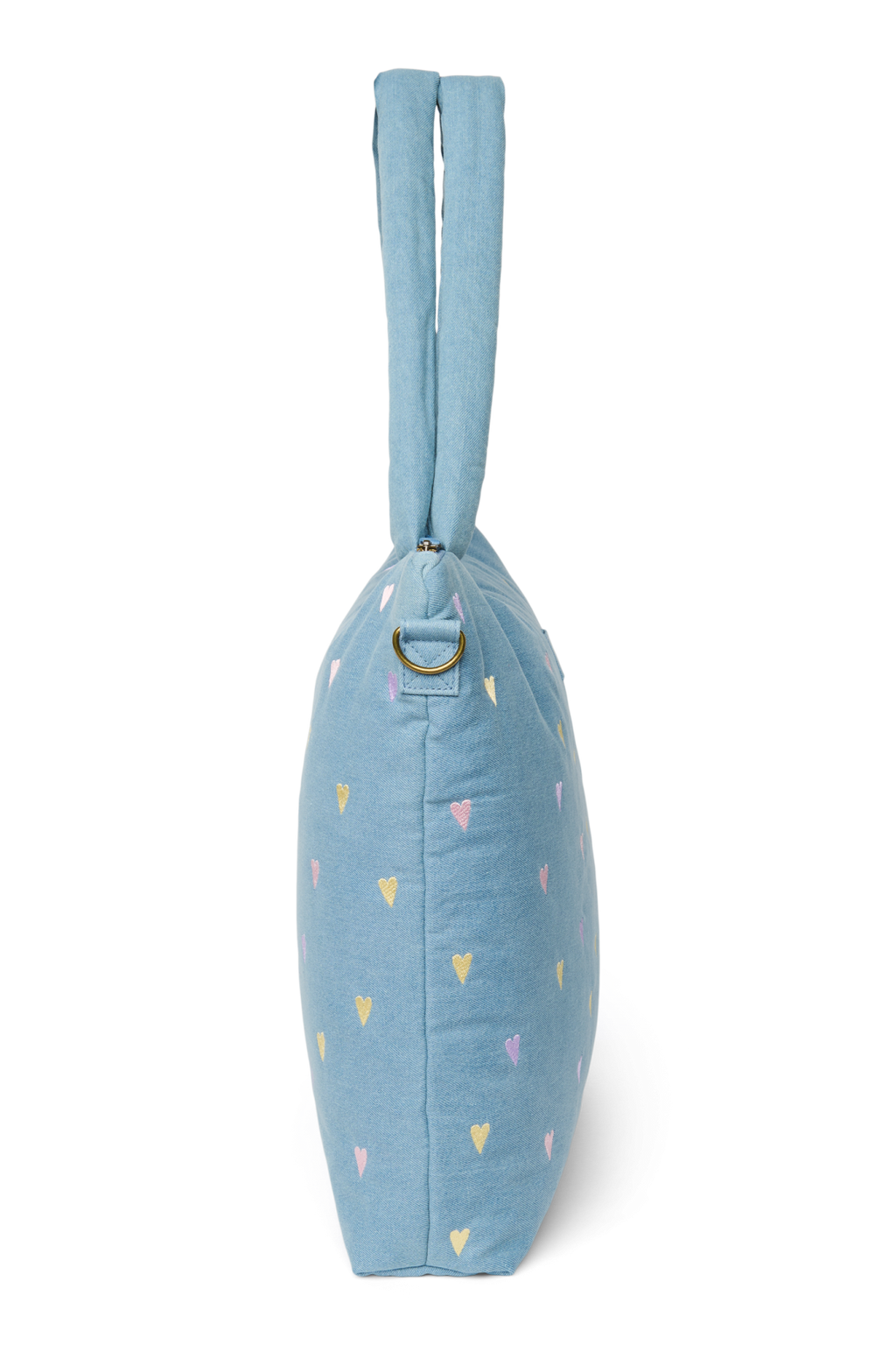 Denim-Wickeltasche | Hellblaue Herzen