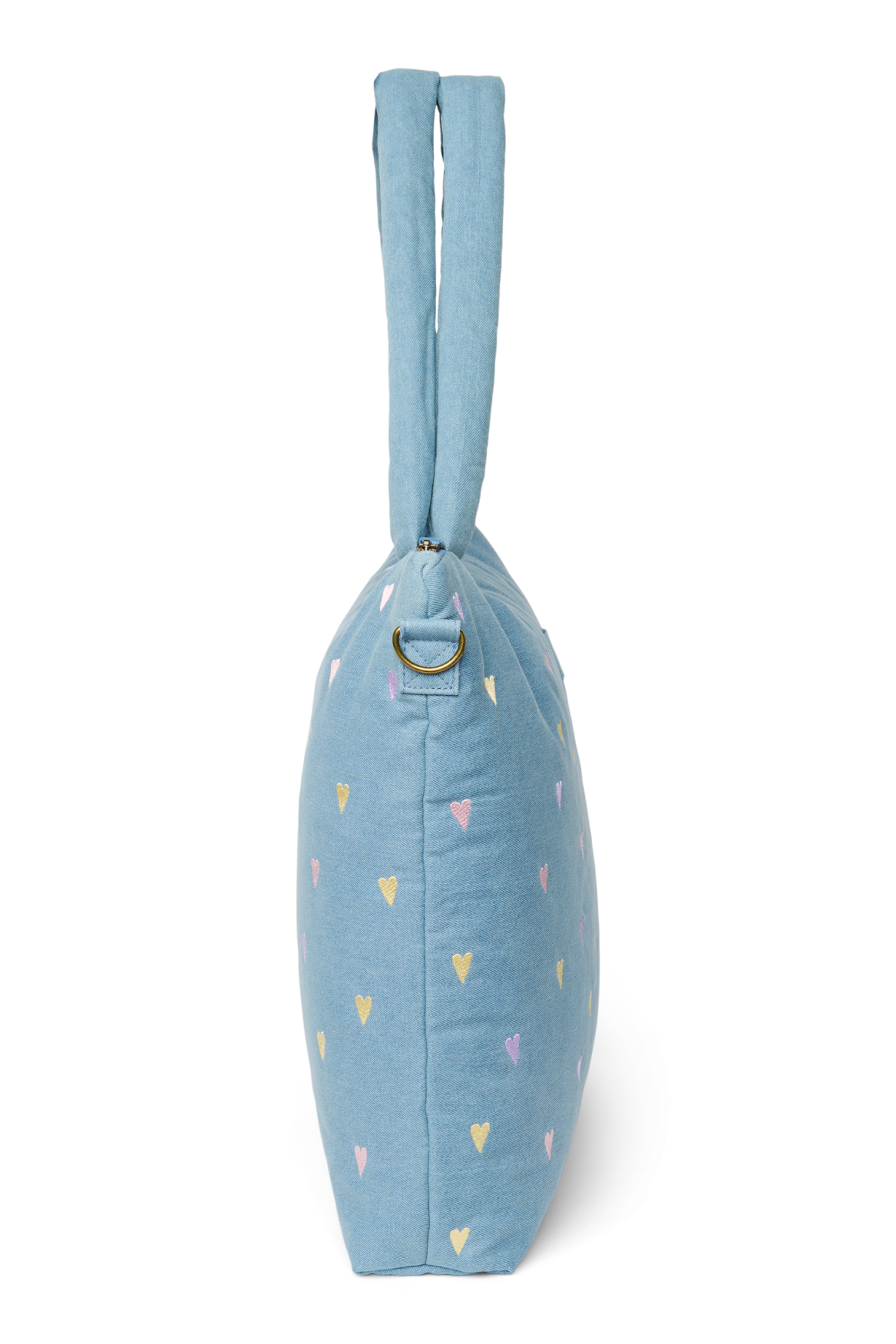 Denim-Wickeltasche | Hellblaue Herzen