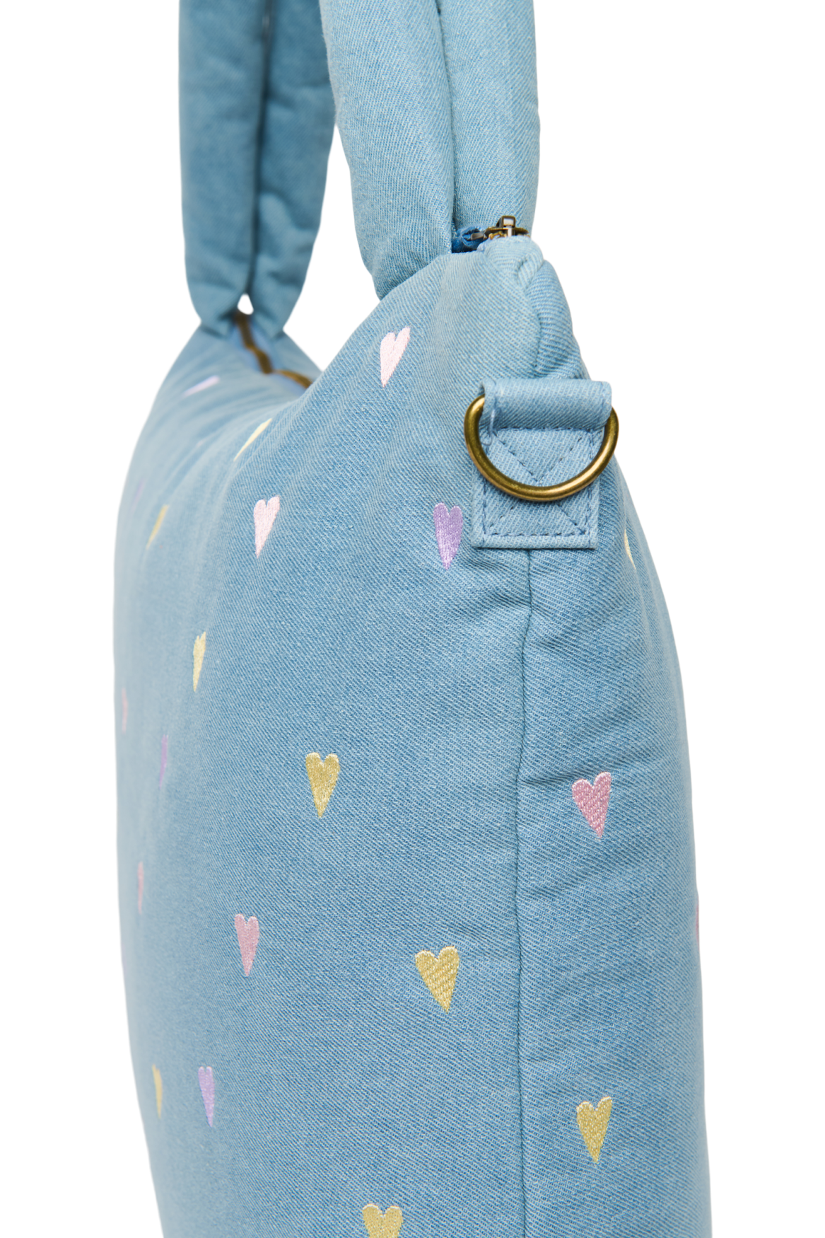 Denim-Wickeltasche | Hellblaue Herzen