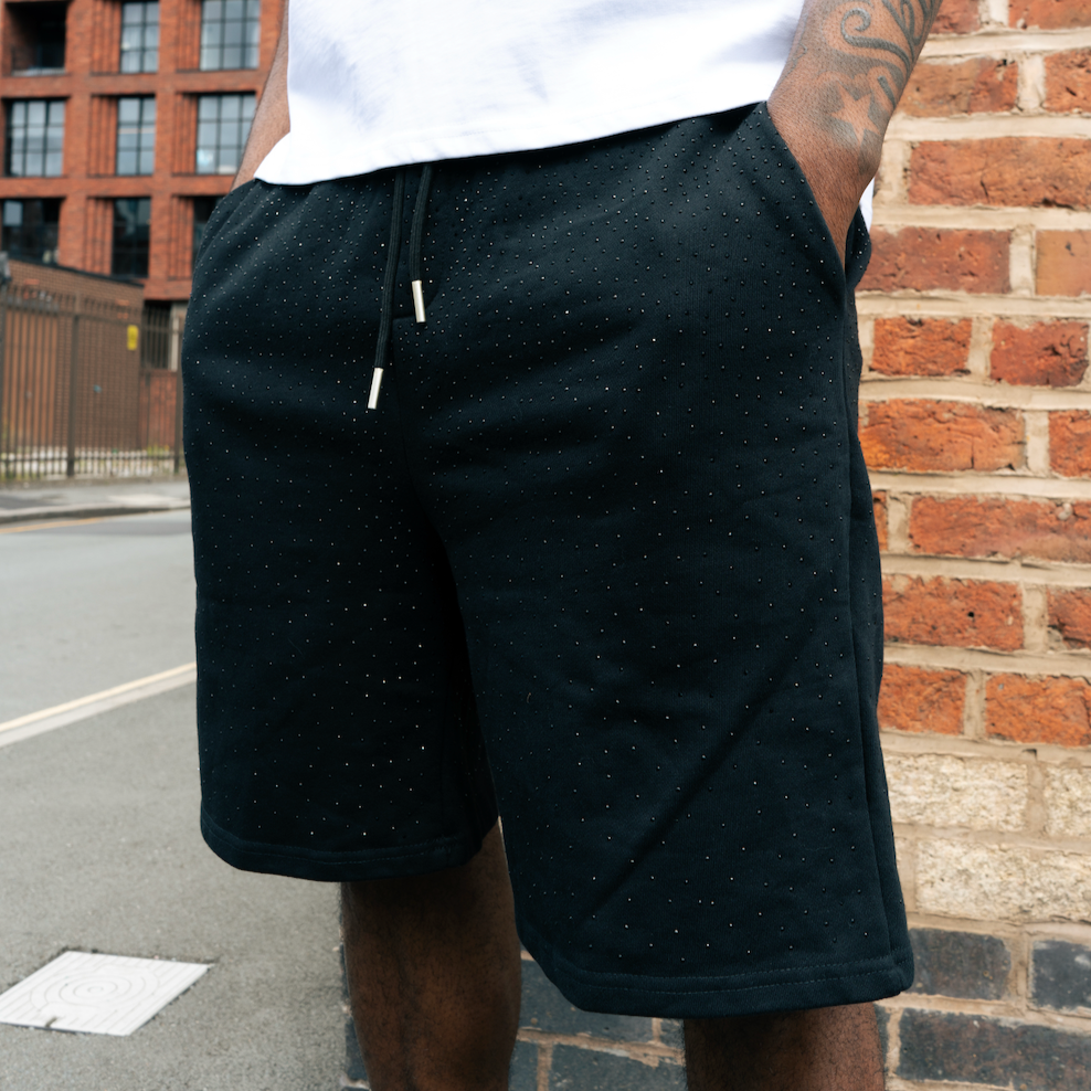 VYBES Rhinestone Cotton Shorts