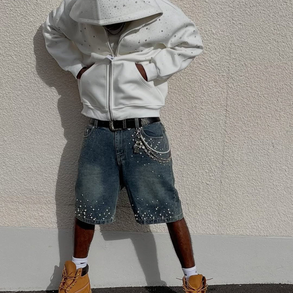 VYBES Rhinestone Pearl Jorts