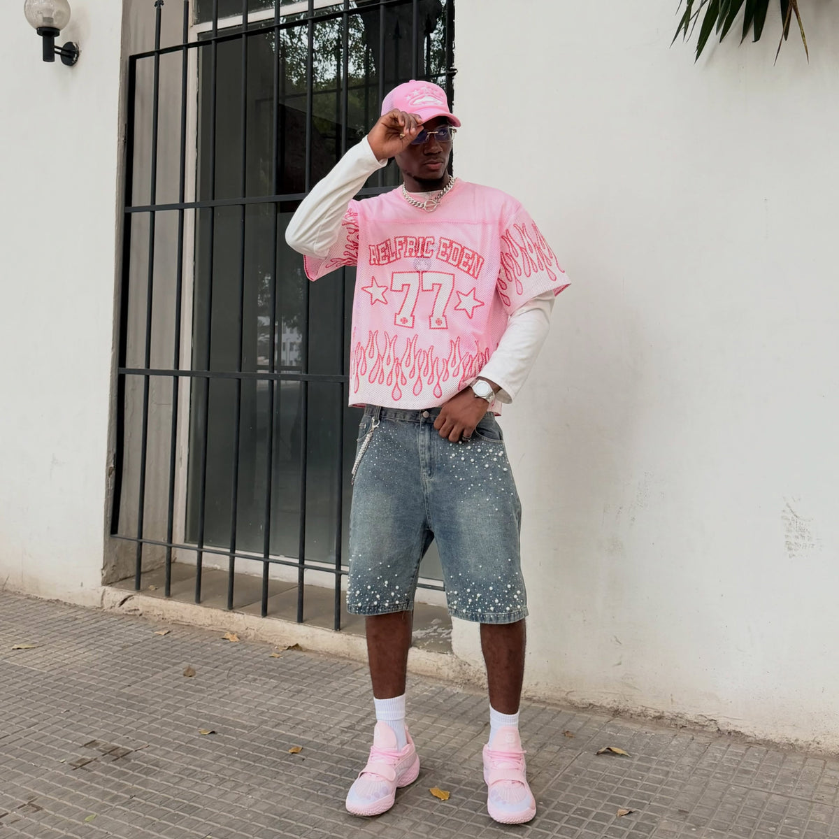 VYBES Rhinestone Pearl Jorts