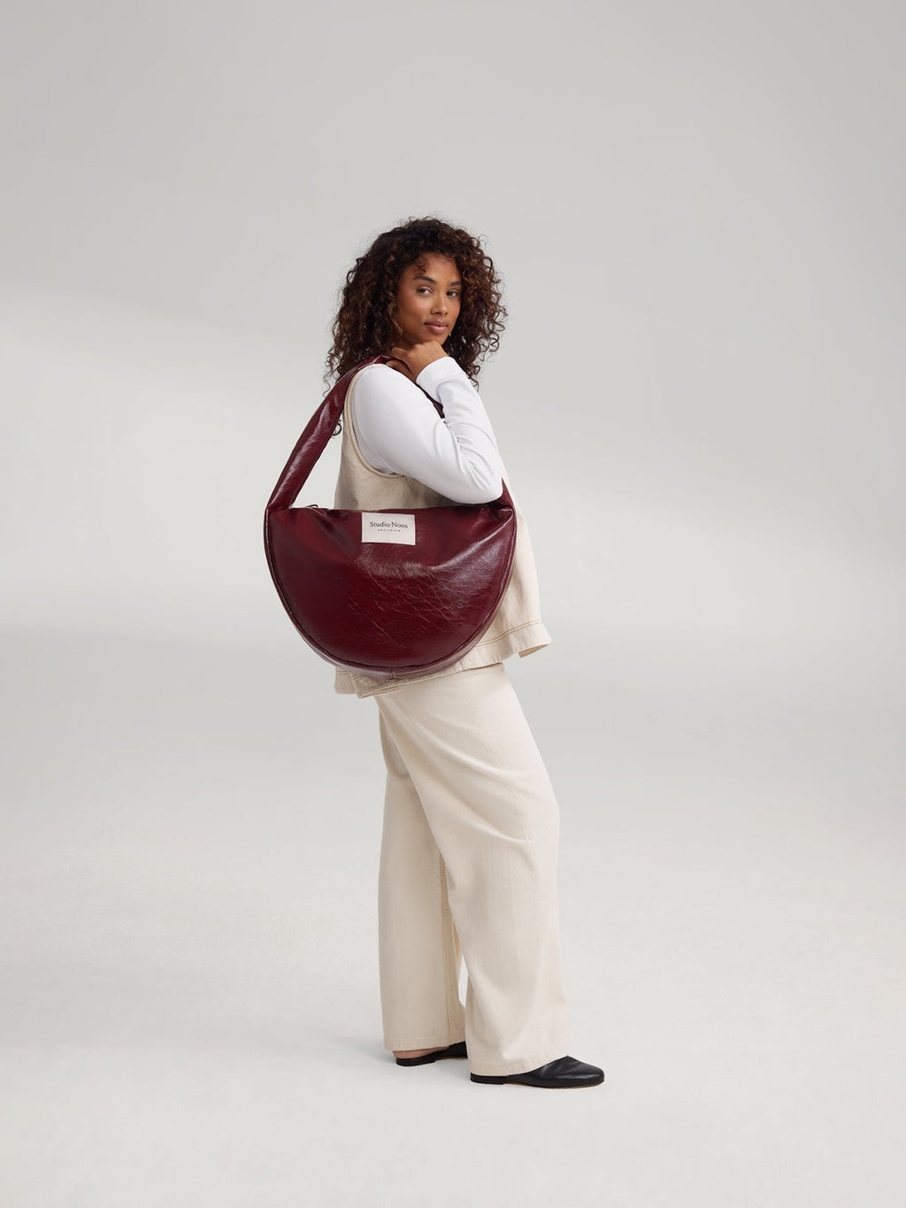 Vegan leren crossbodytas | Bordeauxrood