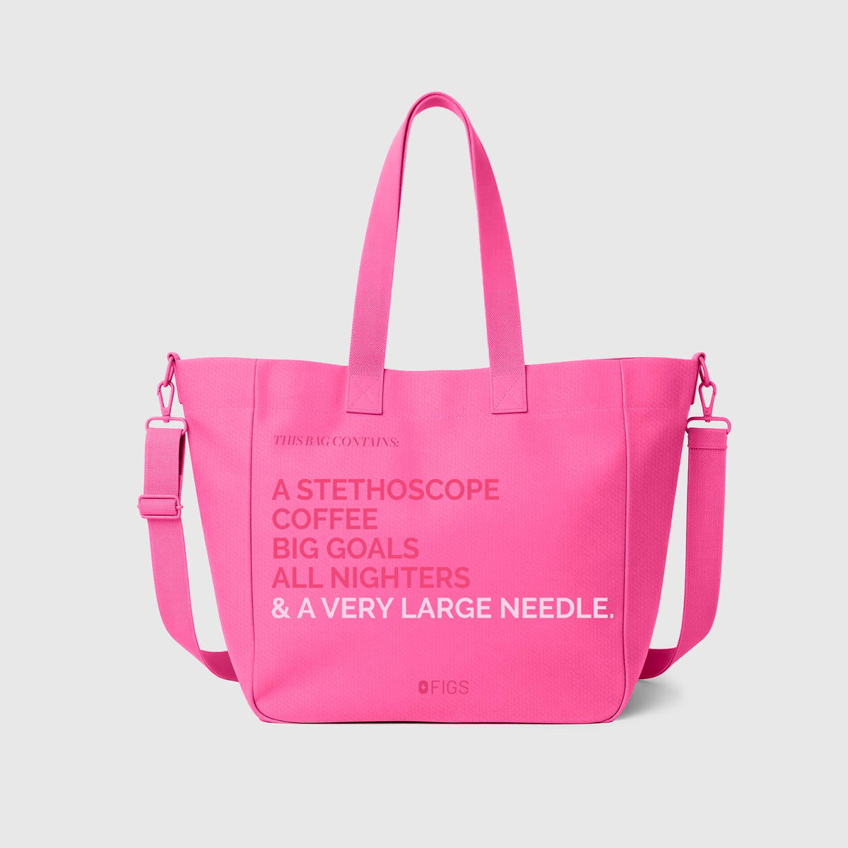 A Very Large Needle Detachable Strap Tote - F*ing Pink