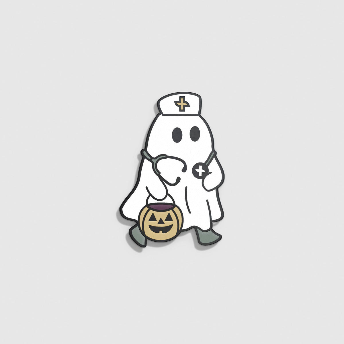 Trick or Treat Enamel Pin - Optic White