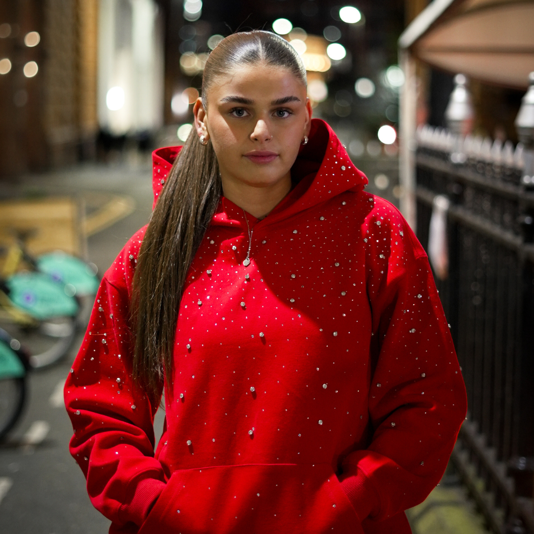 VYBES Rhinestone Galaxy Hoodie