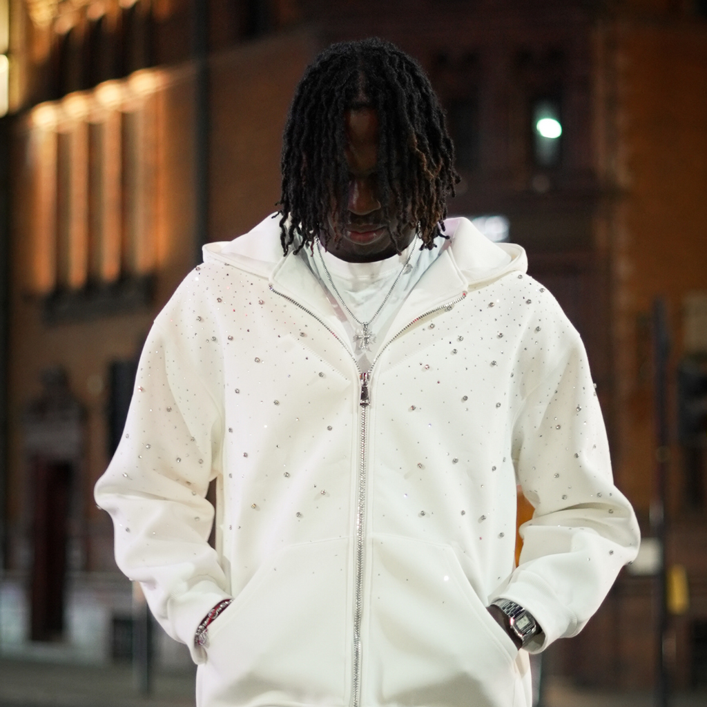 VYBES Rhinestone Galaxy Zip Up
