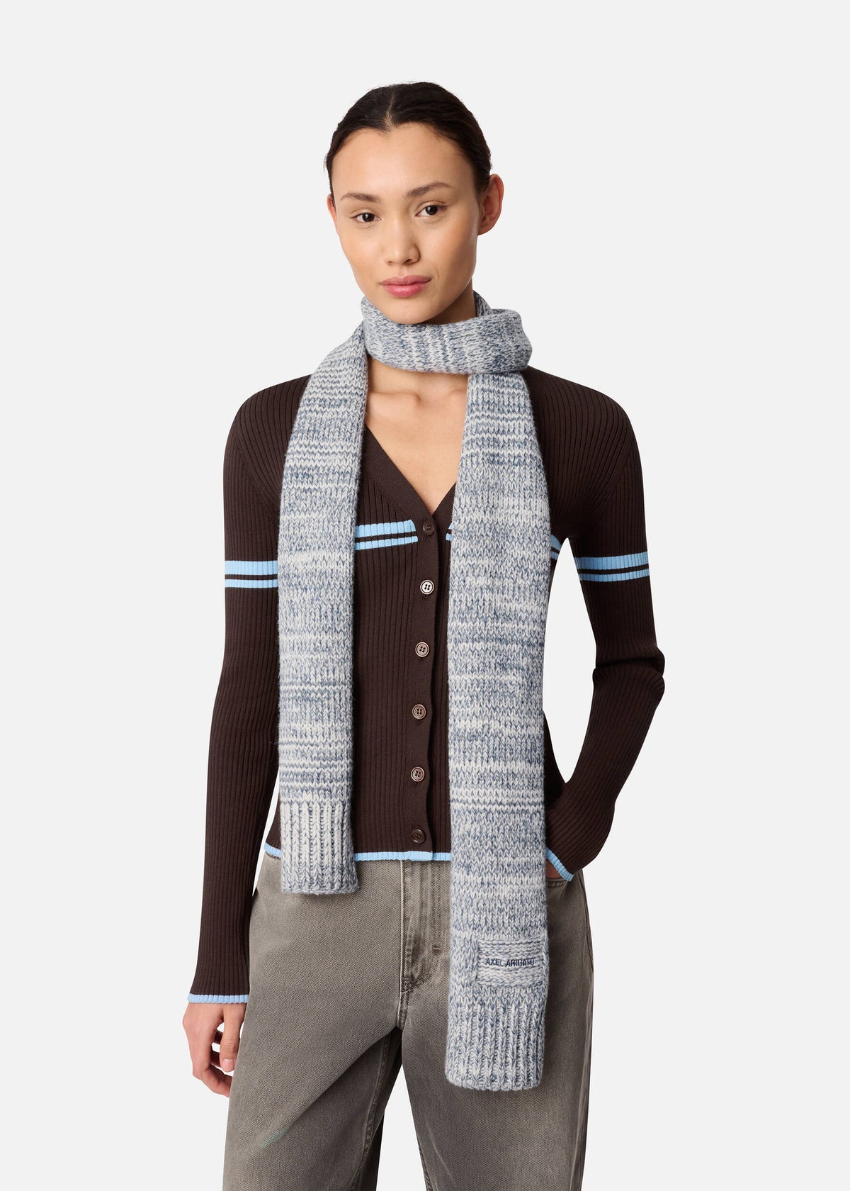 Flock Scarf - Blue Melange/Off White - image 3