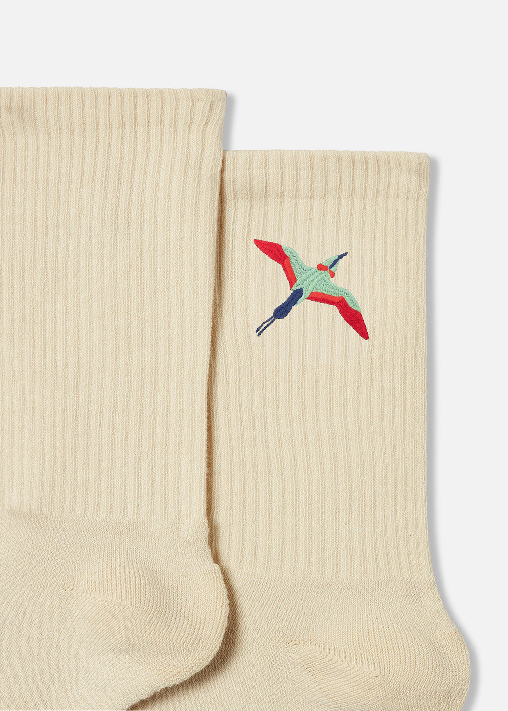 Bee Bird Tube Socks - Pale Beige - image 2
