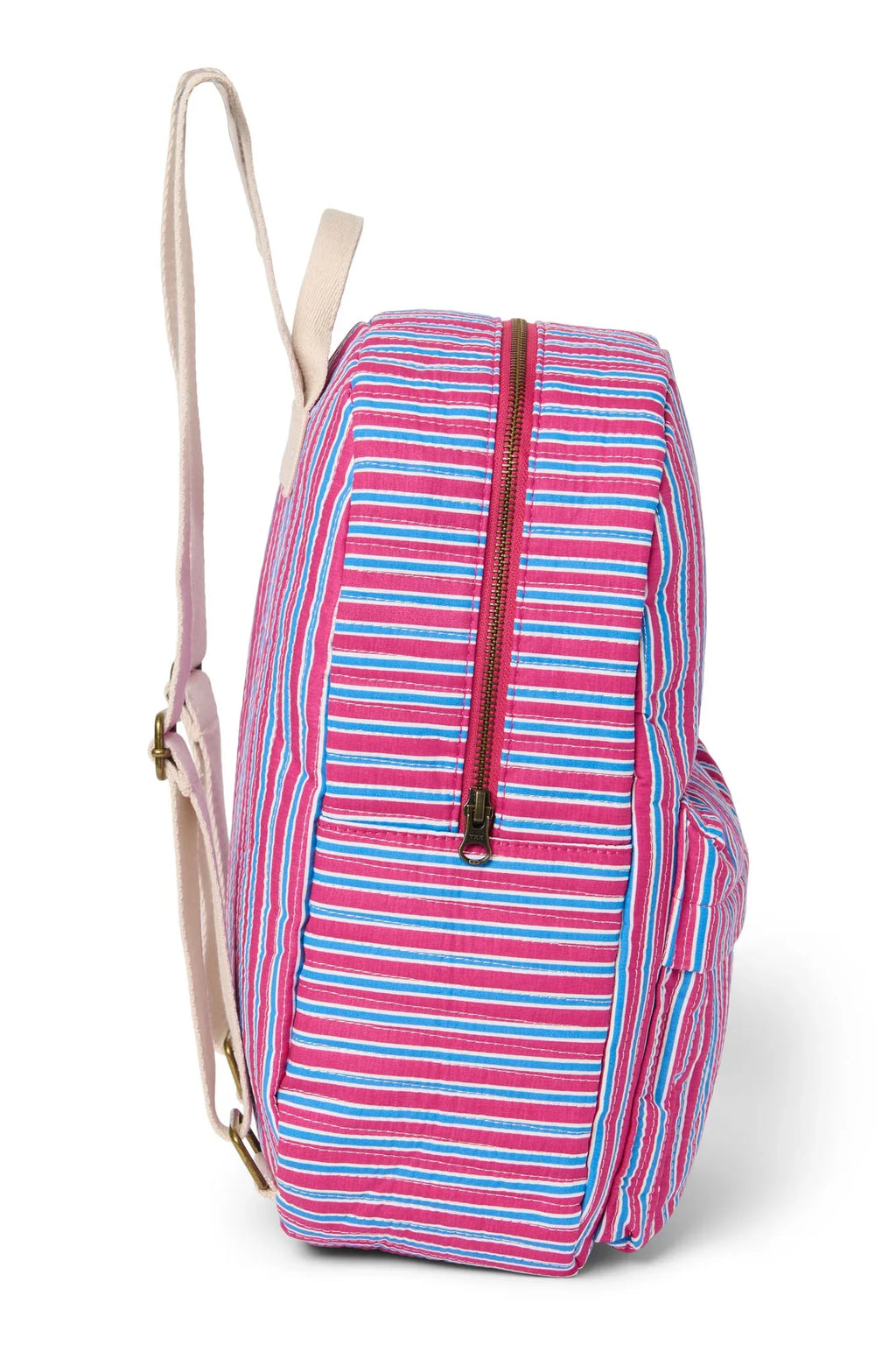 Poplin Gestreifter Midi-Rucksack | Himbeere