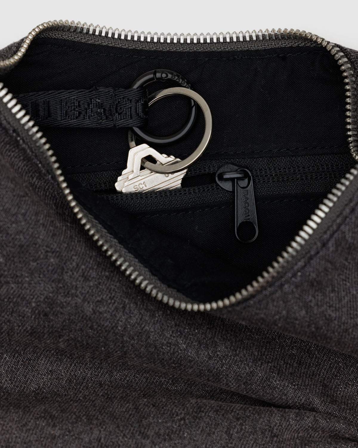 Small Denim Crescent Bag - Washed Black Denim - image 3