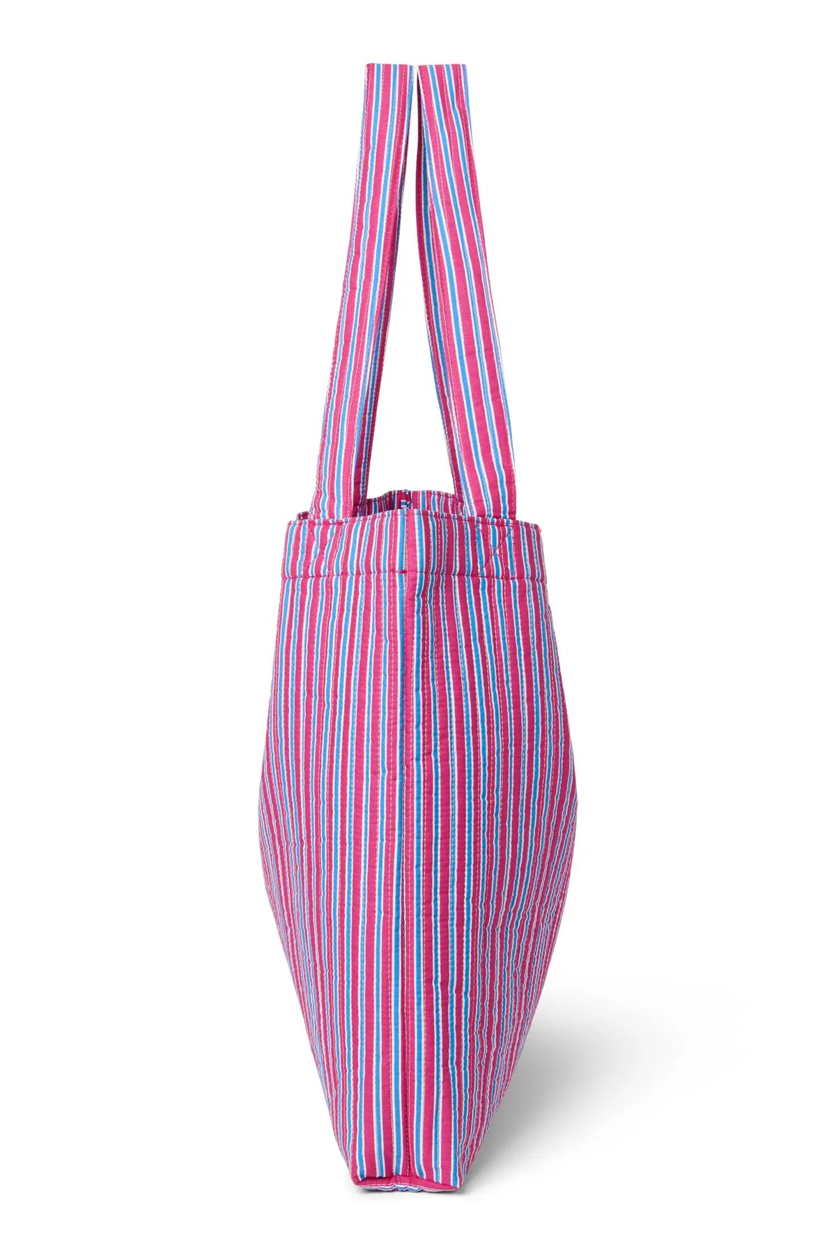 Popeline mom-tas met strepen | Framboos