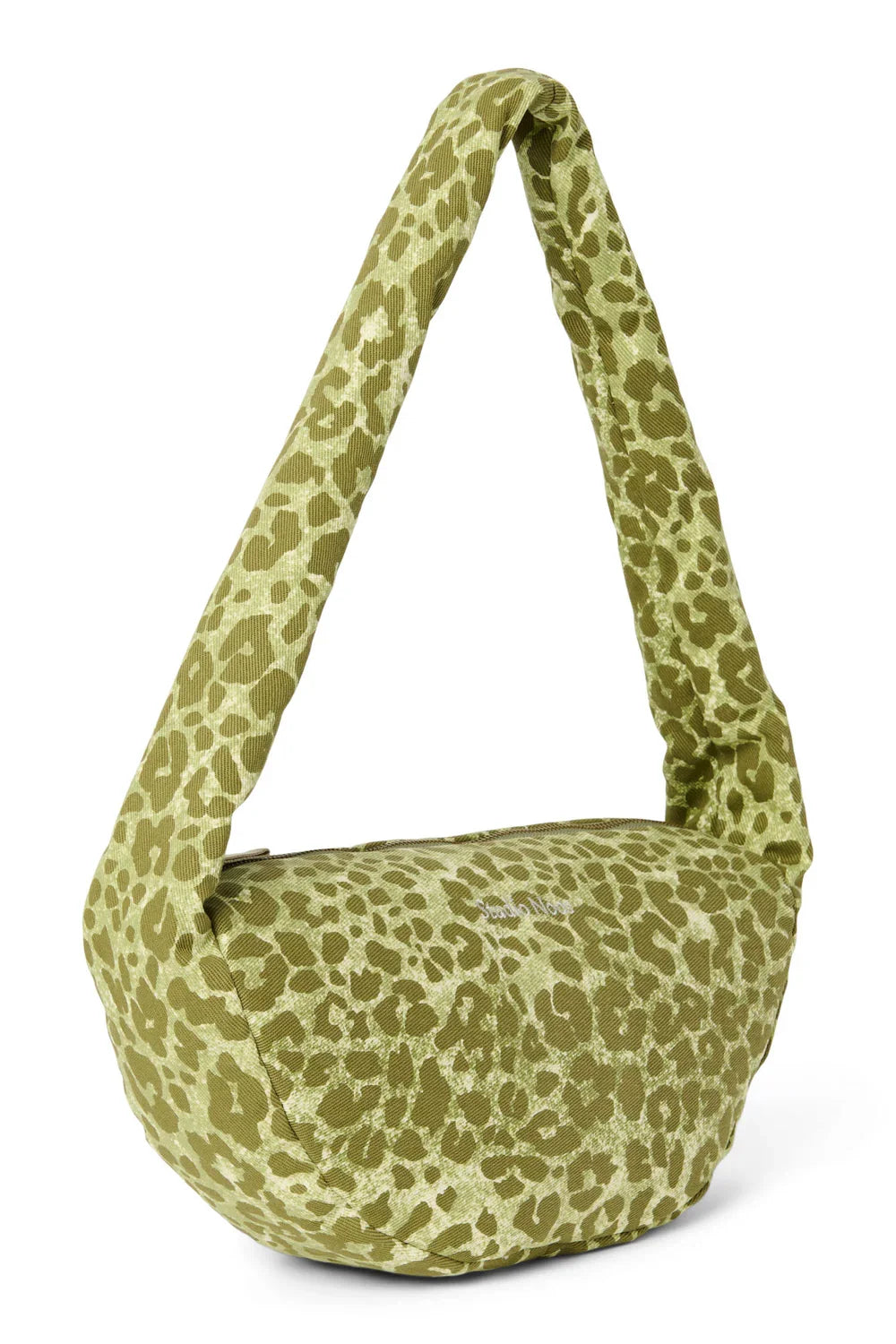 Groene katoenen mini-schoudertas met luipaardprint