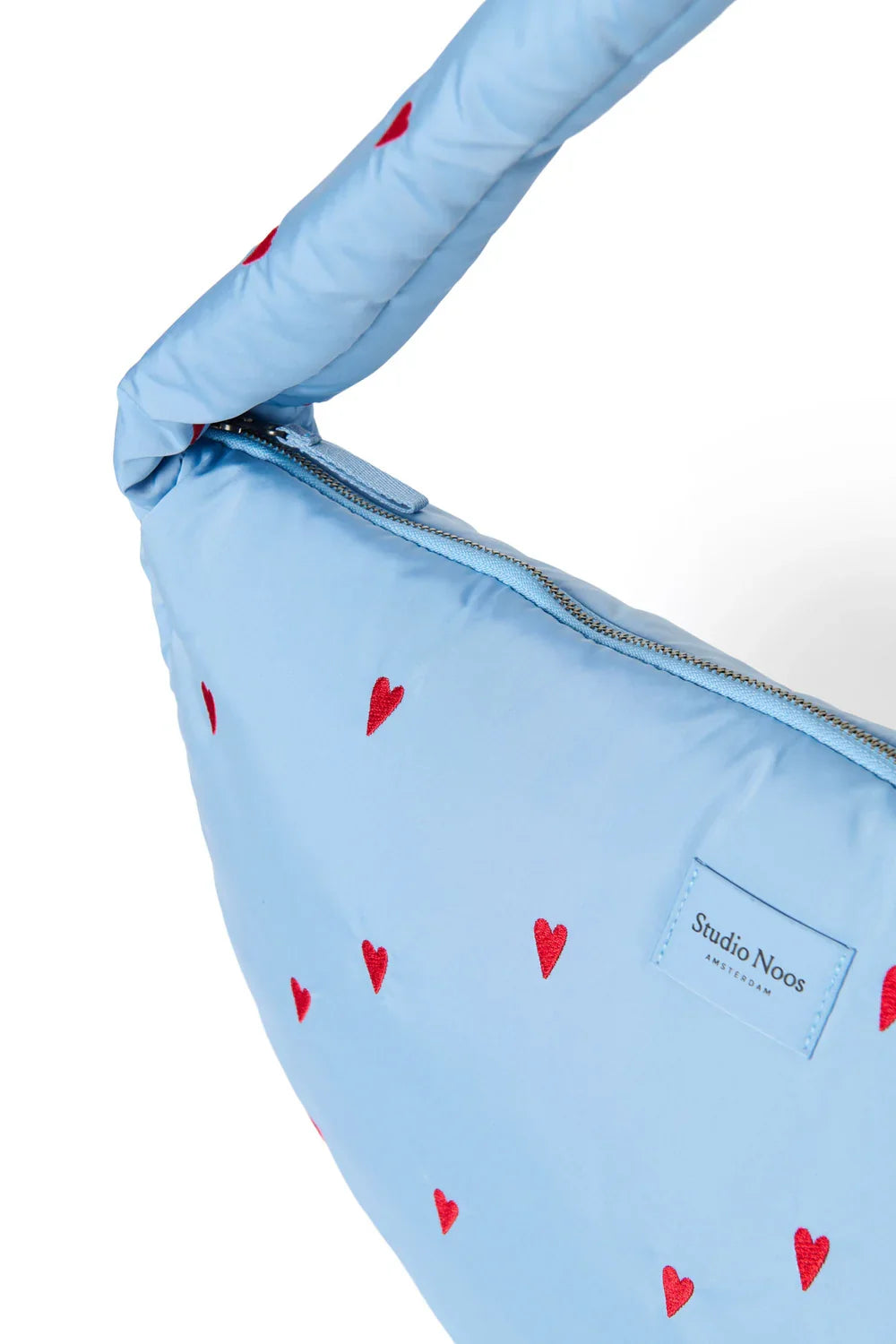 Light Blue Hearts Puffy Cross Body Bag