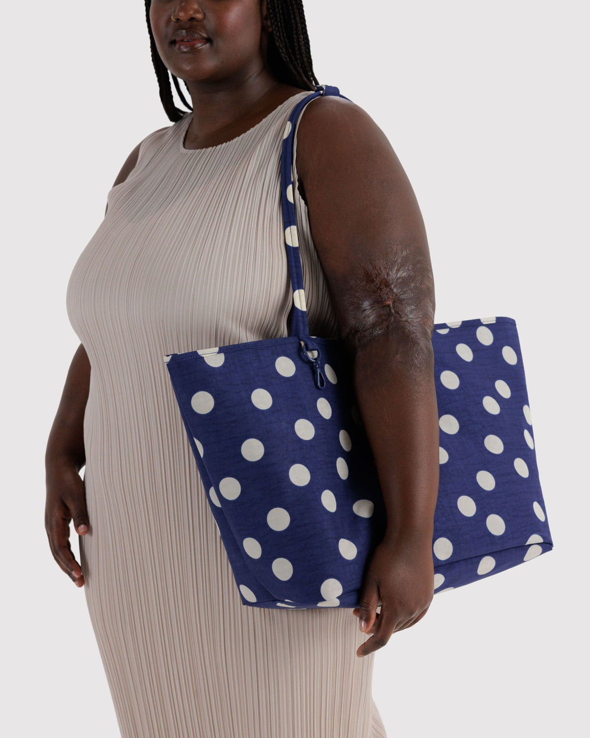 Large Nylon Reversible Tote - Navy Polka Dot Mix - image 3