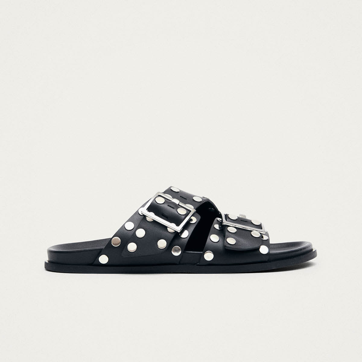 Alba Studs Zwarte Leren Sandalen