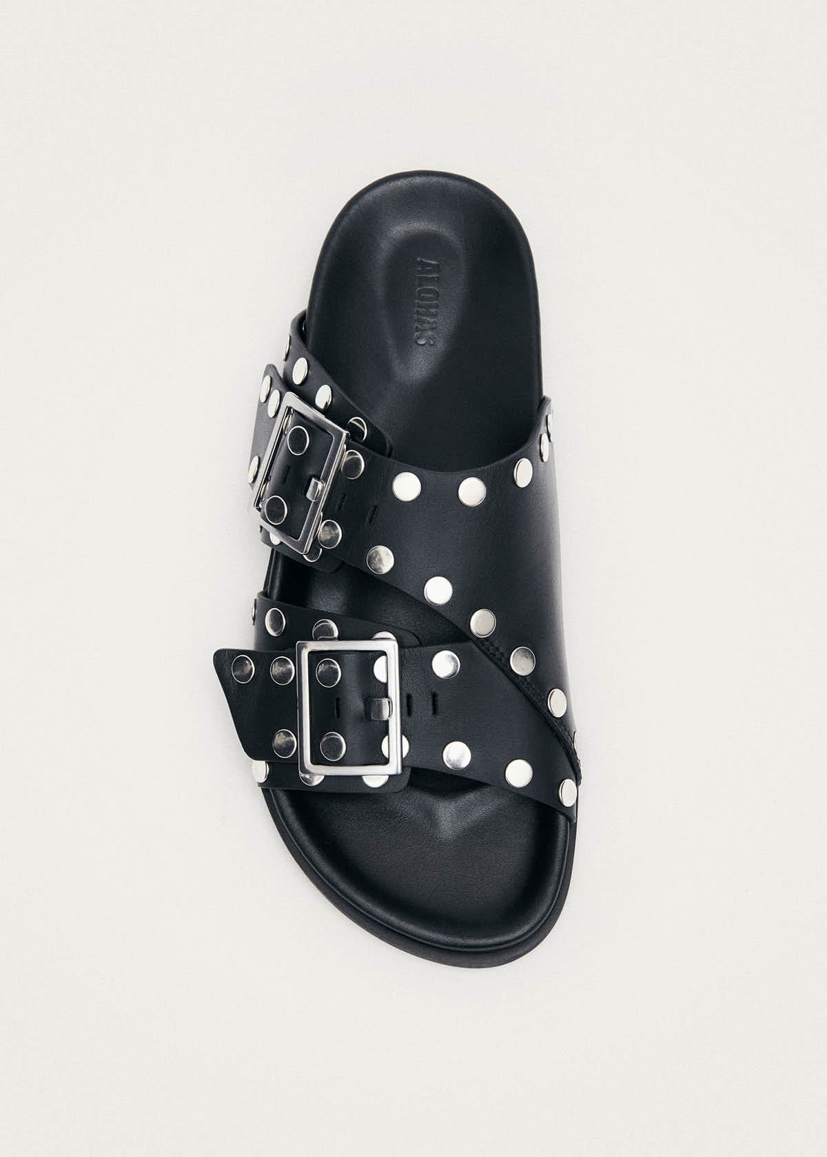 Alba Studs Zwarte Leren Sandalen