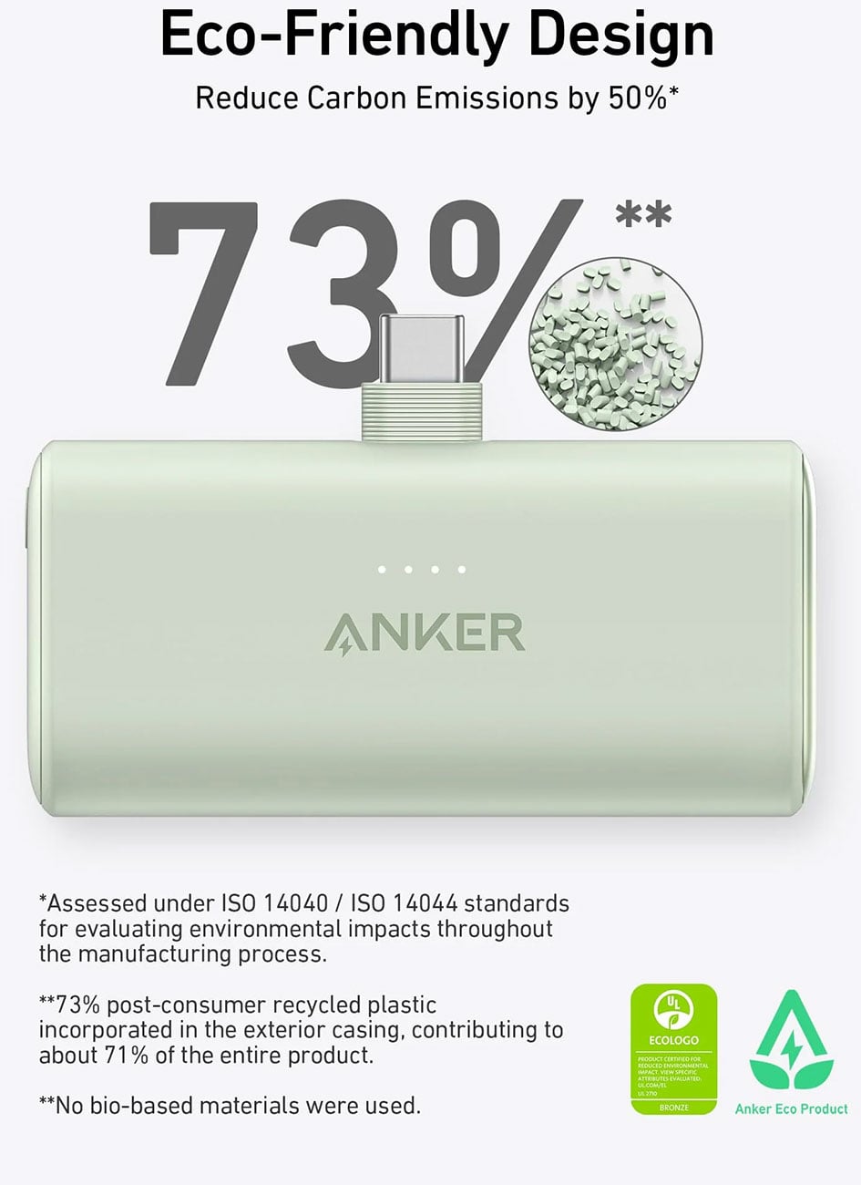 Anker Nano Power Bank 22.5W with Built-In USB-C Connector in Black Stone - A1653H11-1 - image 6