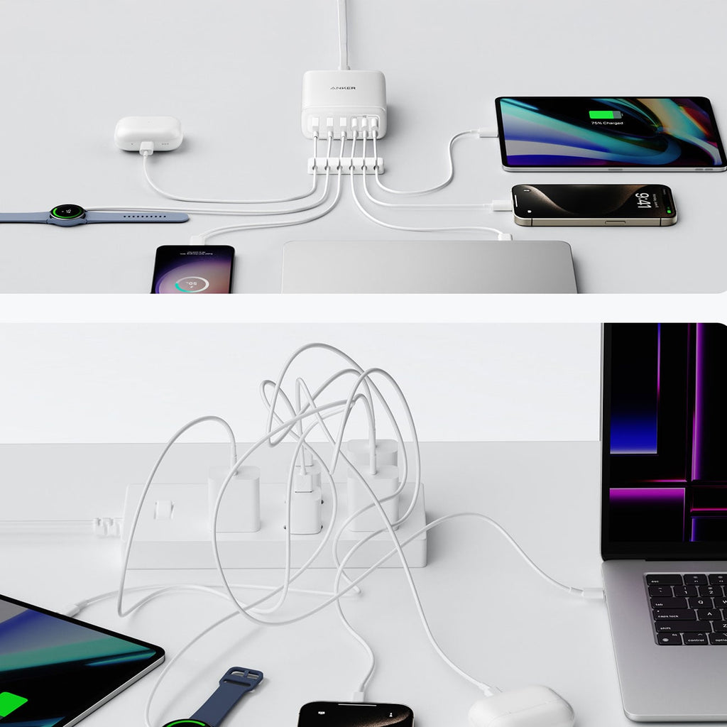 Anker Desktop Charger 112W 6 Ports in White - A2154J21-1 - image 3
