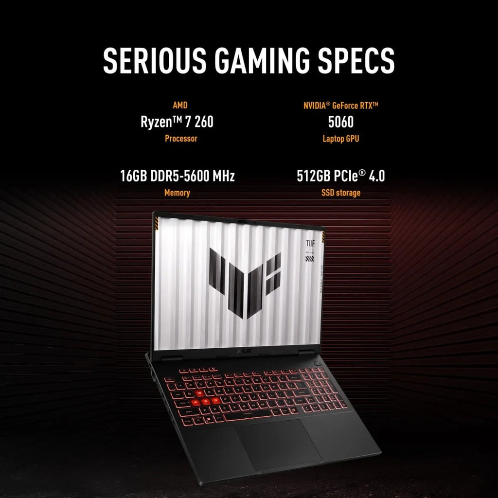 ASUS TUF Gaming A16 Laptop 16-Inch AMD Ryzen 7 260 16GB RAM 512GB SSD, NVIDIA GeForce RTX 5060 in Black - - image 4