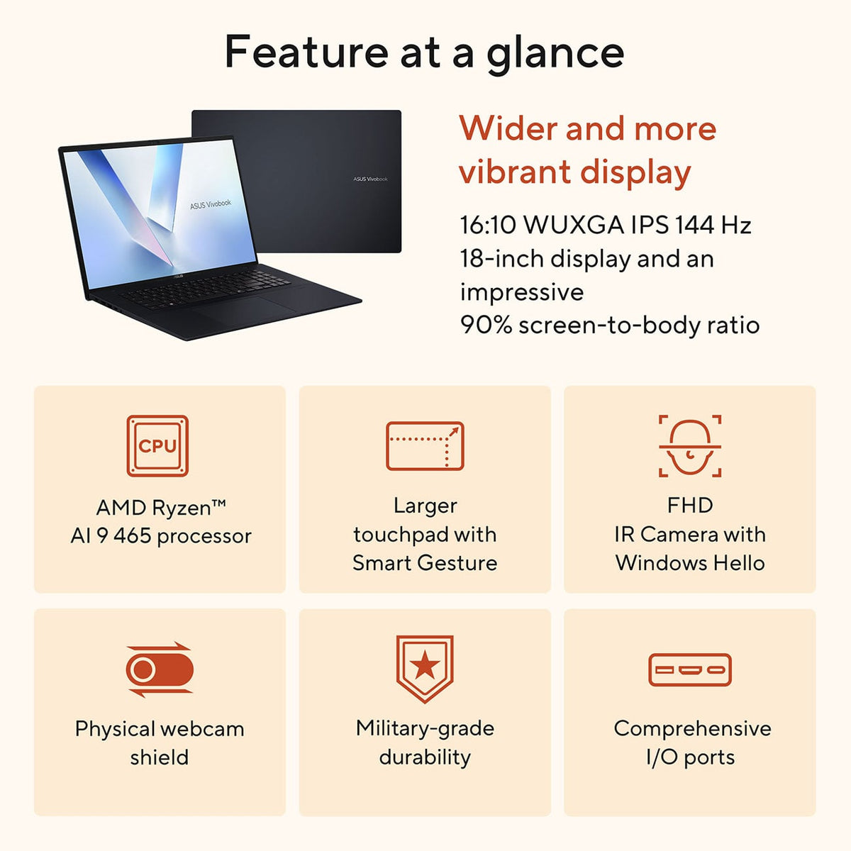 ASUS Vivobook 18 Laptop 18-Inch AMD Ryzen AI 9 465 32GB RAM 1TB SSD in Quiet Blue - M1807GA-DS99 - image 5
