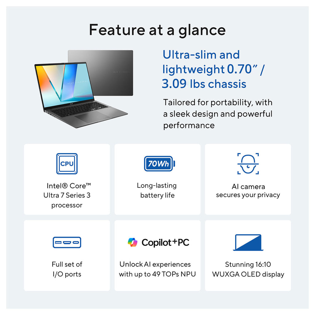 ASUS Vivobook S14 Laptop 14-Inch Intel Core Ultra 7 355 32GB RAM 1TB SSD in Matte Gray - S3407AA-DS77 - image 5